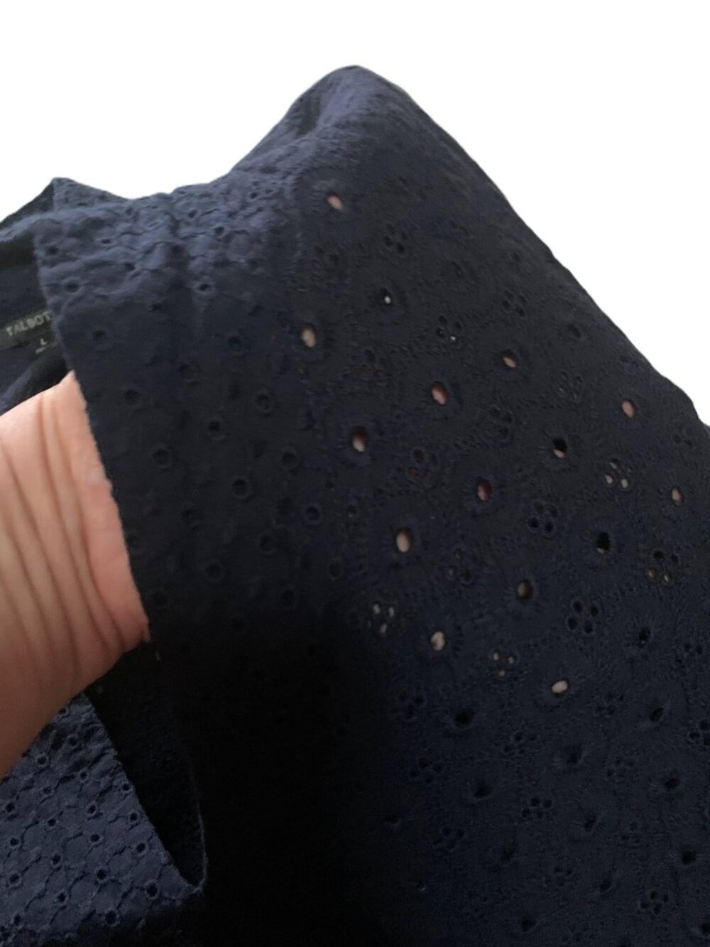 Navy Eyelet Cotton Tunic – Talbots – 3/4 Sleeve – L - Picture 3 of 10